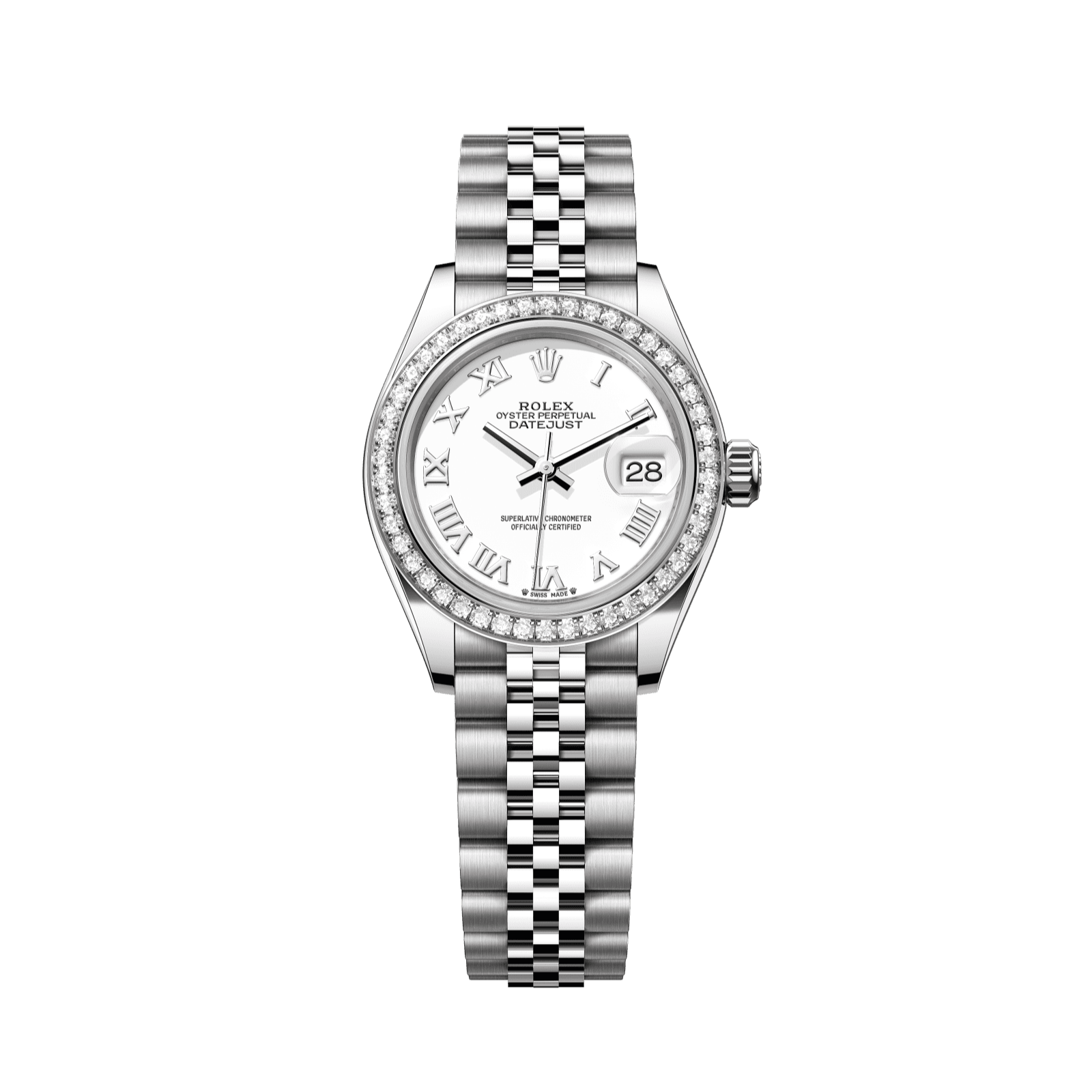Rolex Lady-Datejust 28 mm White  Dial with Diamonds Oystersteel and White Gold Jubilee Bracelet 279384rbr-0019 - WATCHXNYC