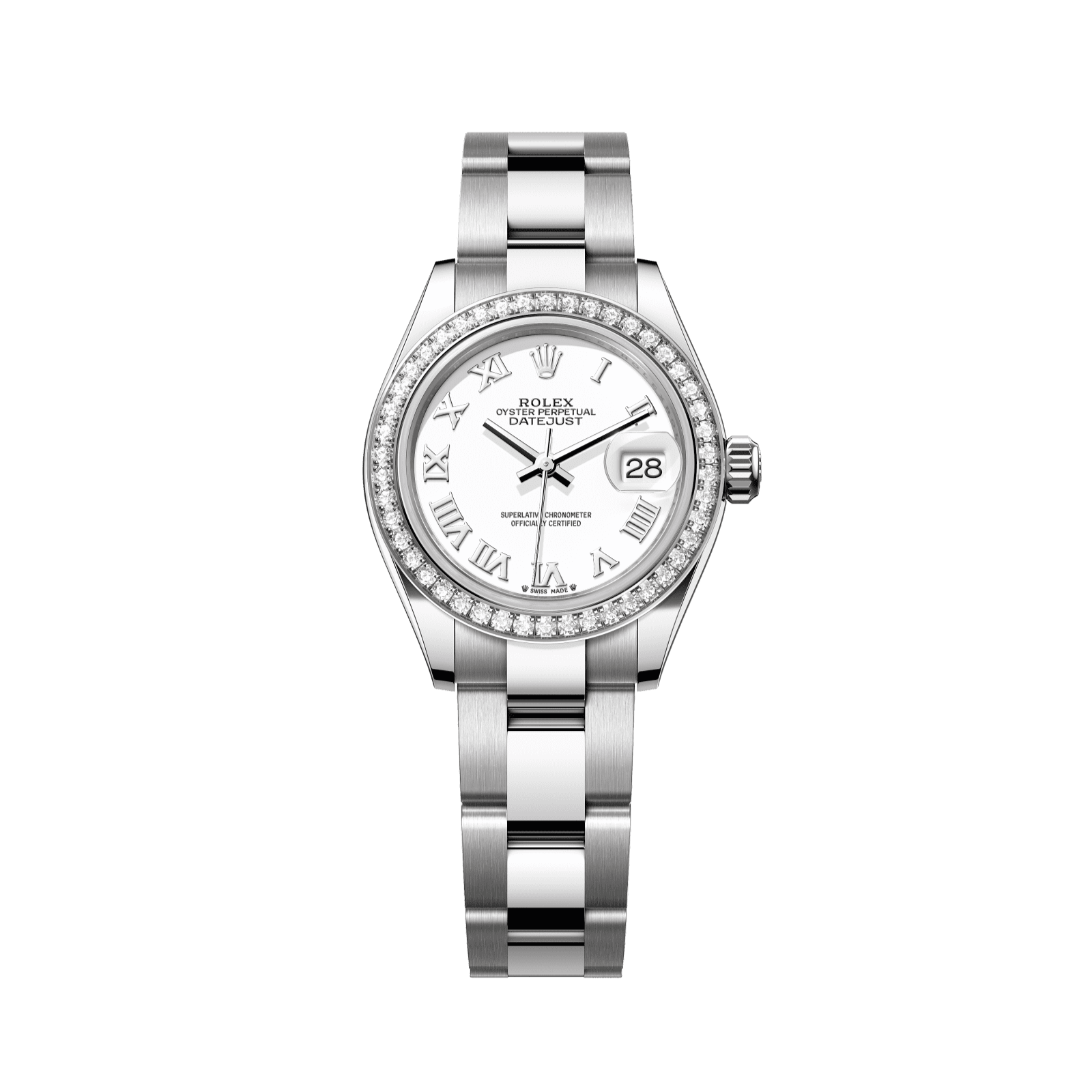 Rolex Lady-Datejust 28 mm White  Dial with Diamonds Oystersteel and White Gold Oyster Bracelet 279384rbr-0020 - WATCHXNYC