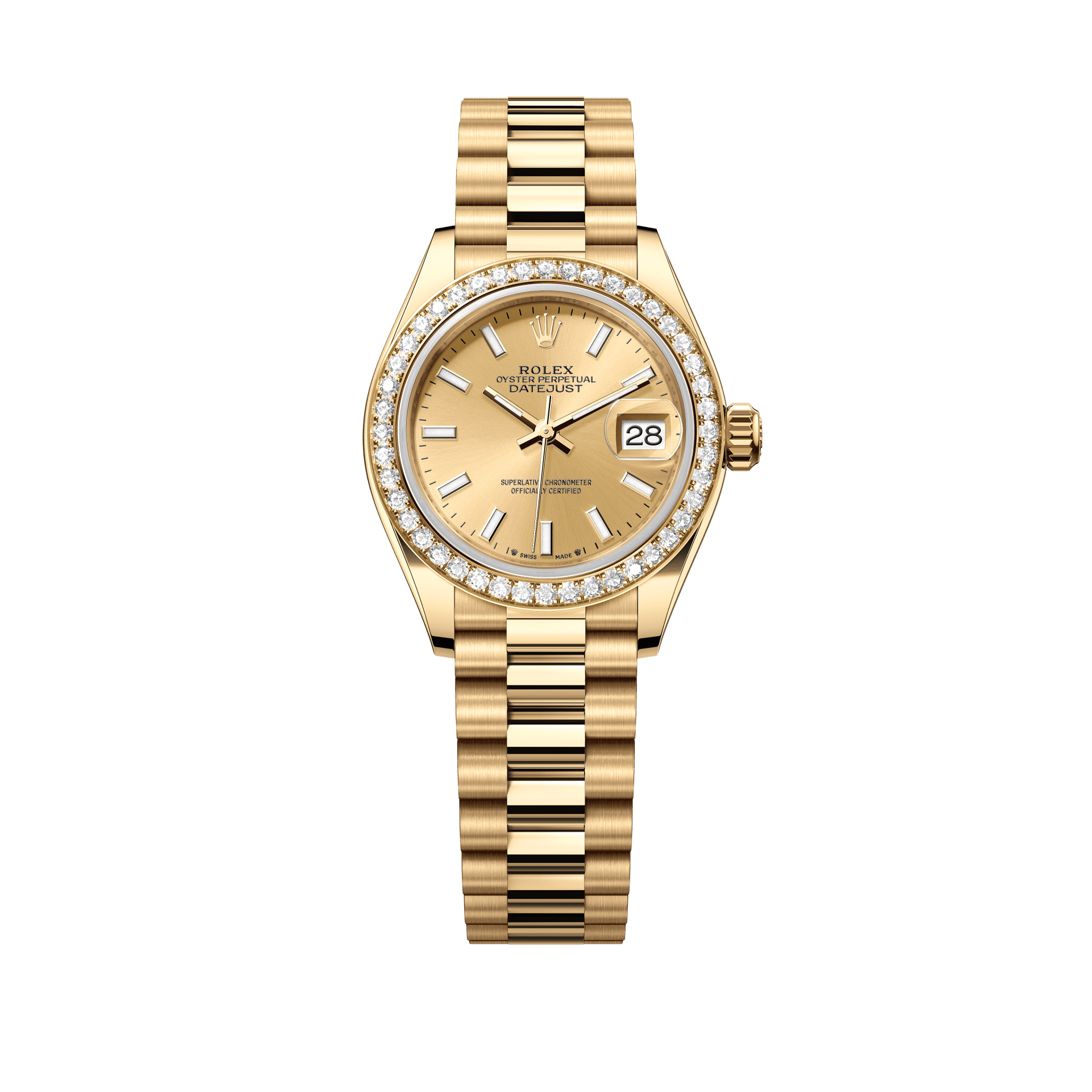 Rolex Oyster 28 mm Champagne-Colour Dial 18k Yellow Gold President Bracelet 279138rbr-0014 - WATCHXNYC