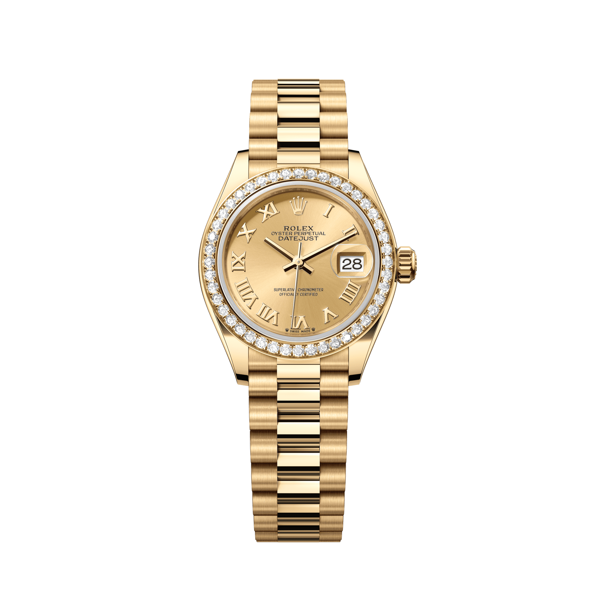 Rolex Oyster 28 mm Champagne-colour Dial 18k Yellow Gold President Bracelet 279138rbr-0023 - WATCHXNYC