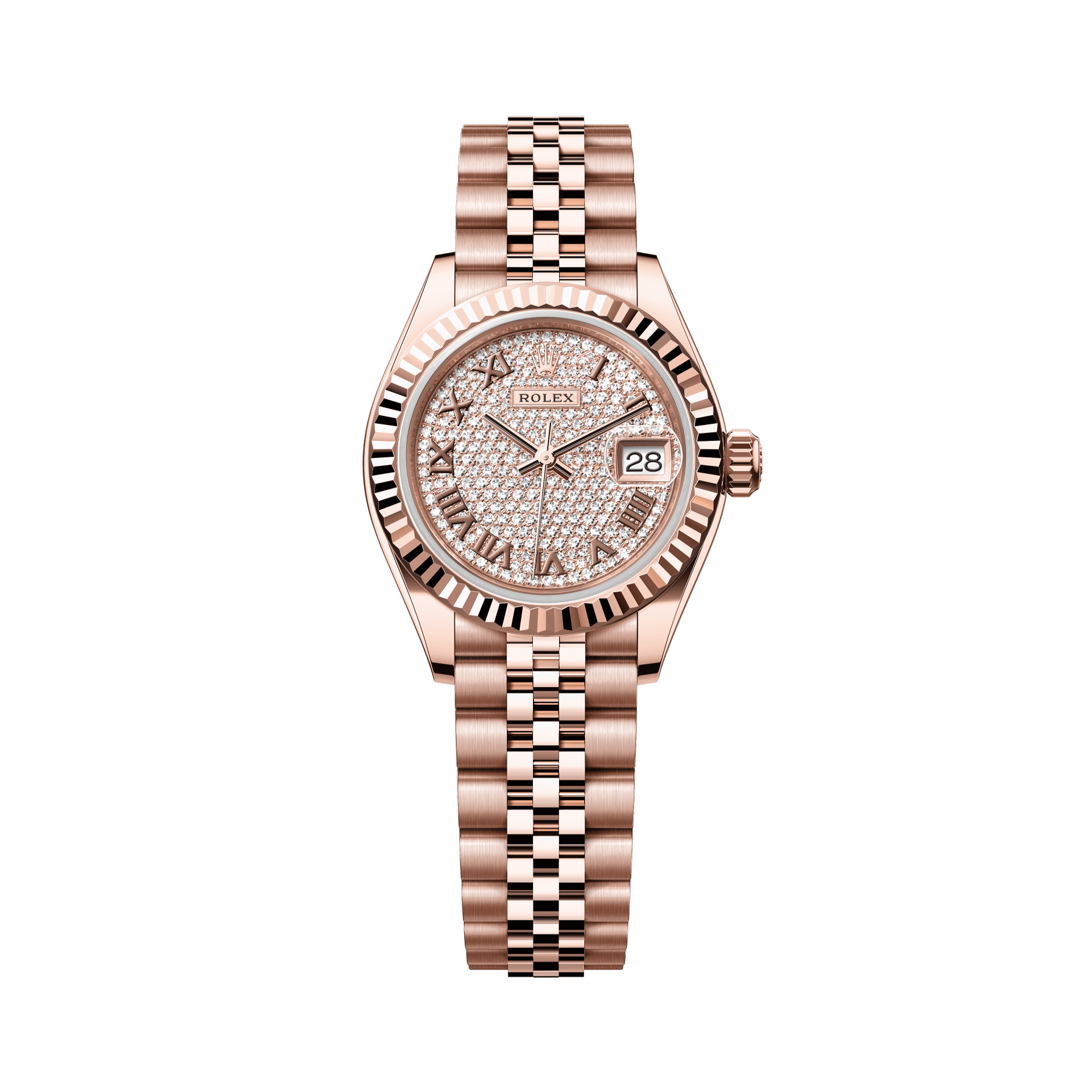 Rolex Oyster 28 mm Diamond-Paved Dial 18 kt Everose Gold Jubilee 279175-0024 - WATCHXNYC