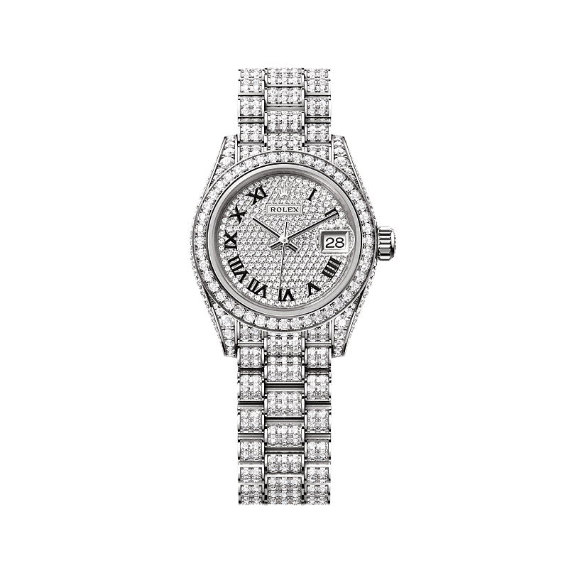 Rolex Oyster 28 mm Diamond-Paved Dial 18 kt yellow gold with case sides and lugs set with diamonds President, Three-Piece Solid Links, Set With 596 Brilliant-Cut Diamonds 279459rbr-0001 - WATCHXNYC