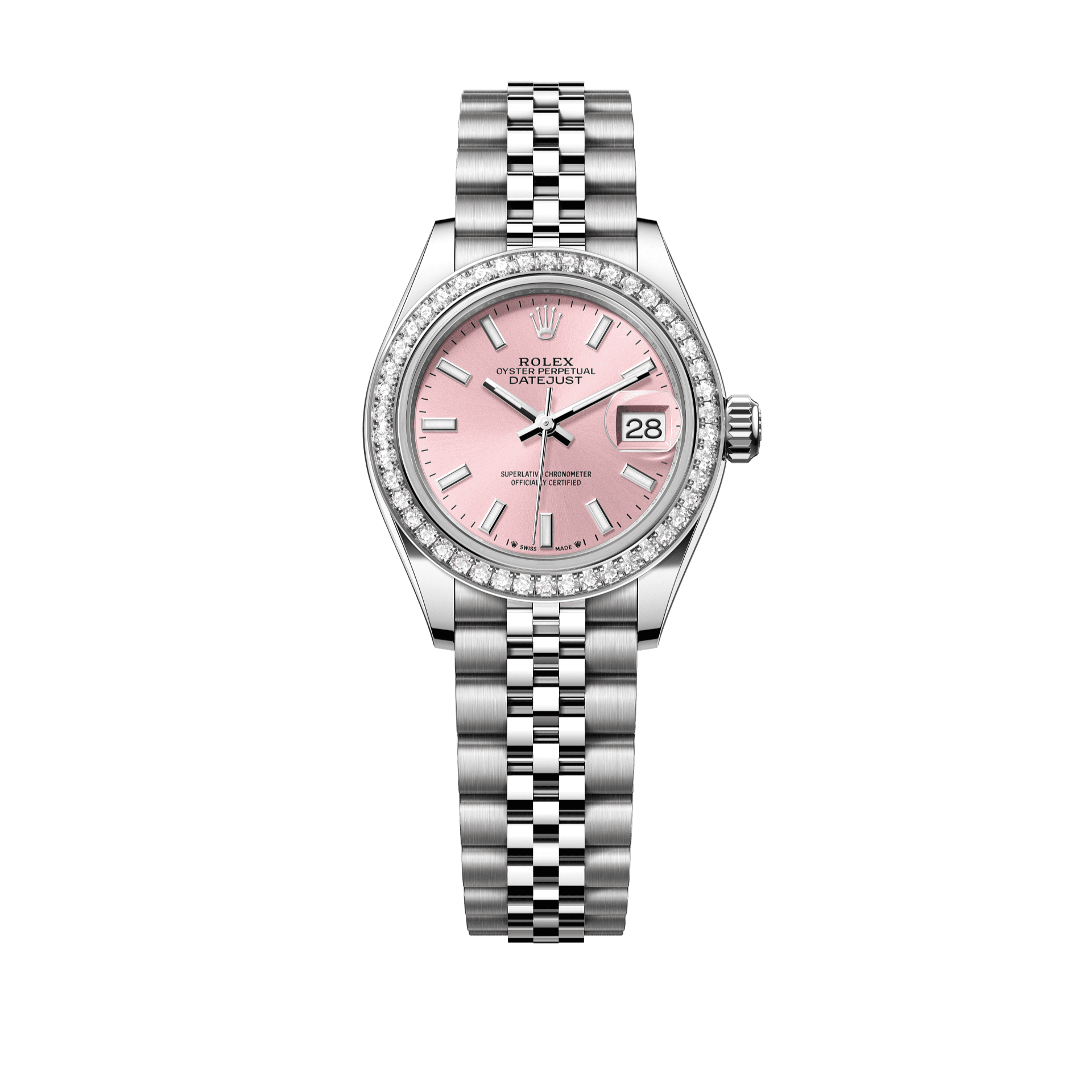 Rolex Oyster 28 mm Pink Dial White Rolesor - Combination Of Oystersteel And White Gold Jubilee 279384rbr-0001 - WATCHXNYC