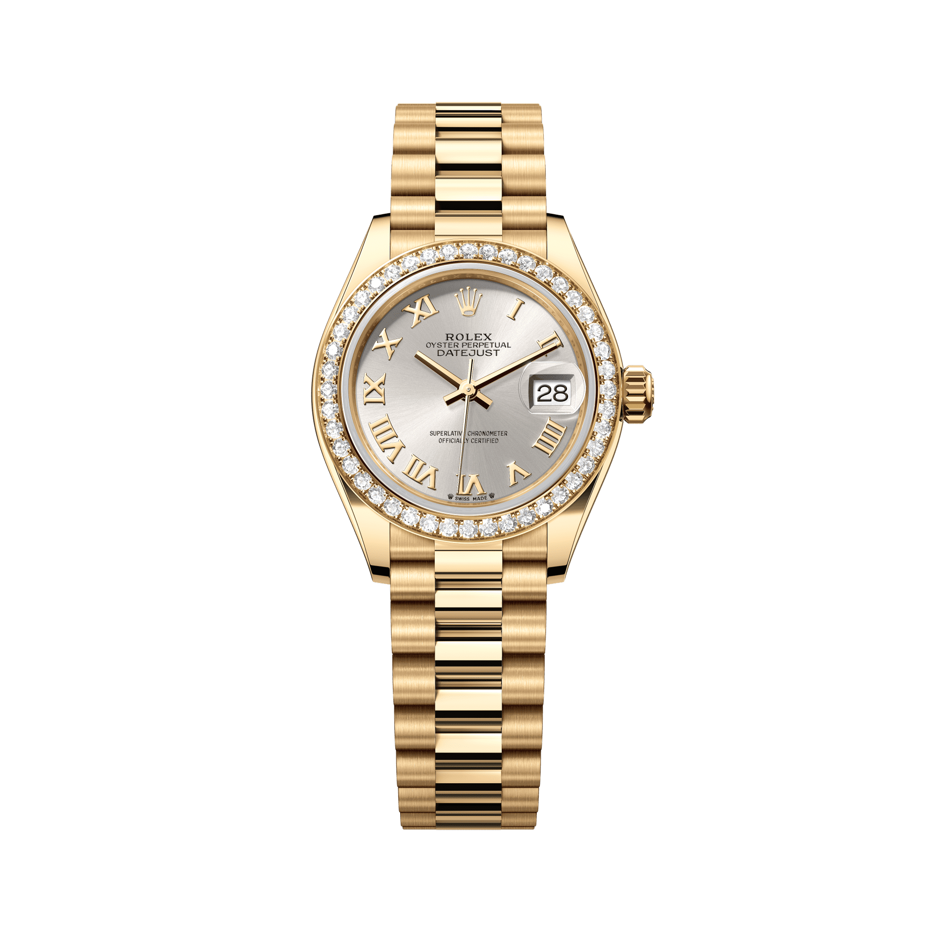 Rolex Oyster 28 mm Silver Dial 18k Yellow Gold President Bracelet 279138rbr-0017 - WATCHXNYC