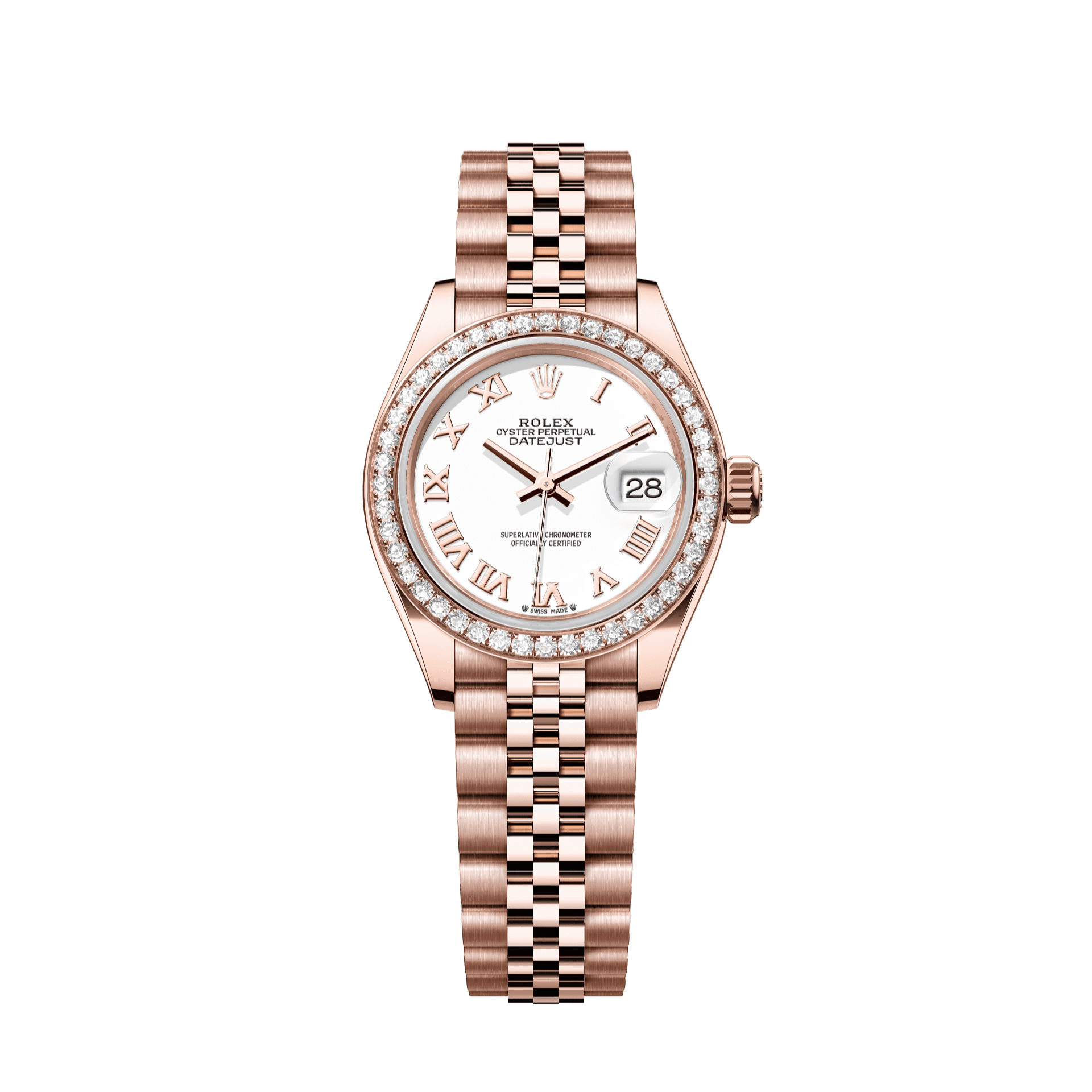 Rolex Oyster 28 mm White Dial 18 kt Everose Gold Jubilee 279135rbr-0024 - WATCHXNYC