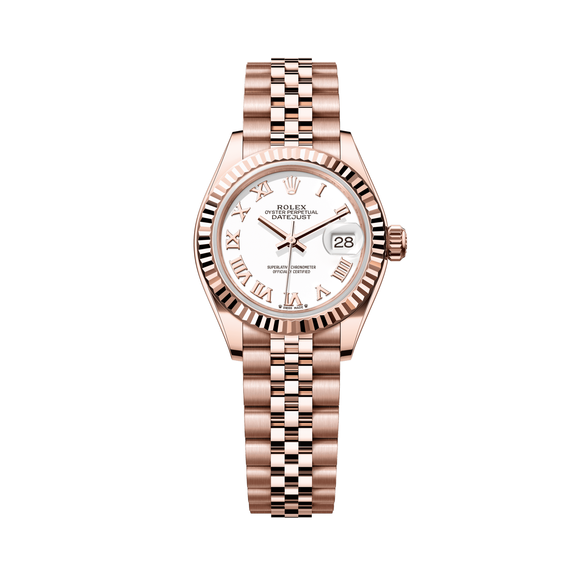 Rolex Oyster 28 mm White Dial 18 kt Everose Gold Jubilee 279175-0022 - WATCHXNYC