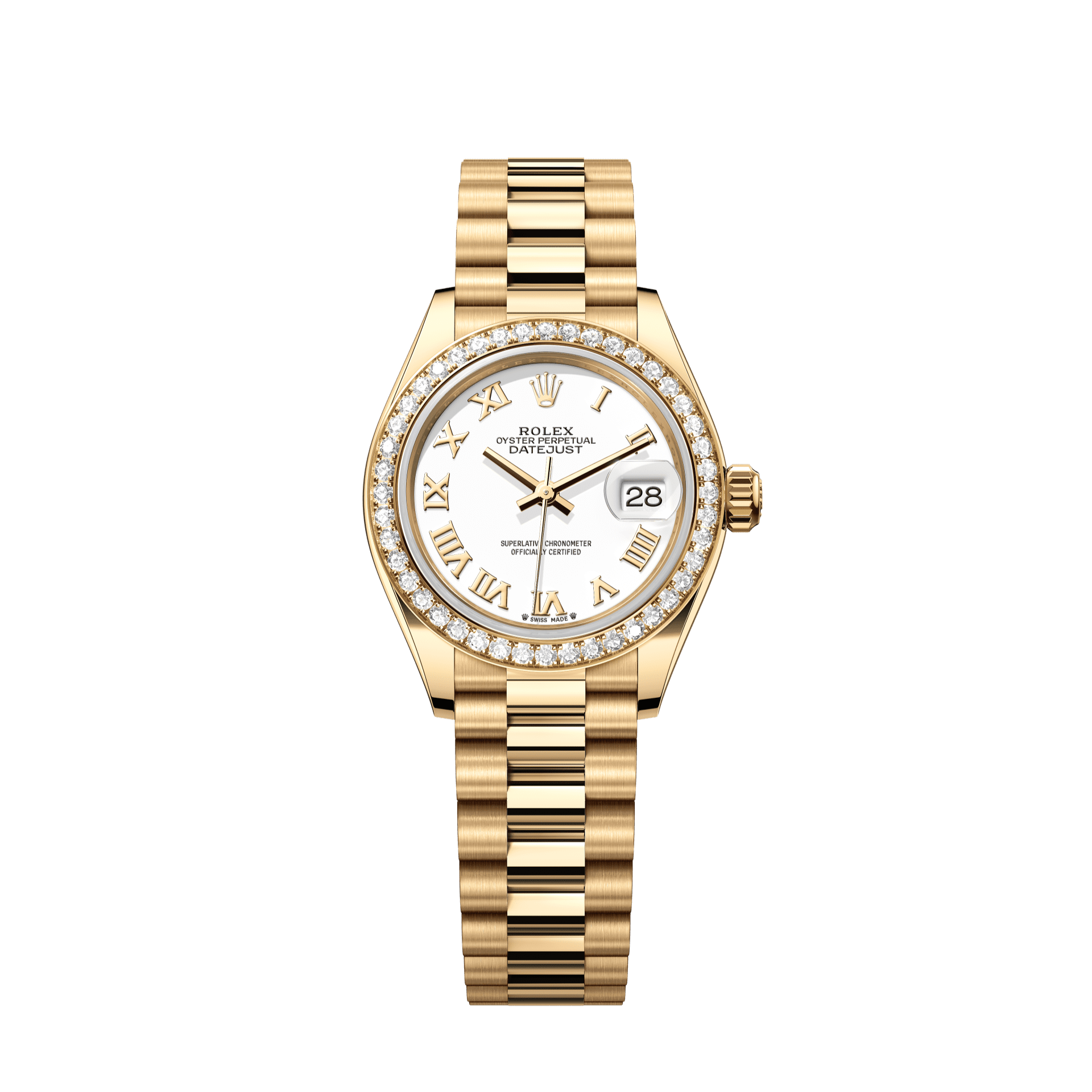 Rolex Oyster 28 mm White Dial 18k Yellow Gold President Bracelet 279138rbr-0031 - WATCHXNYC