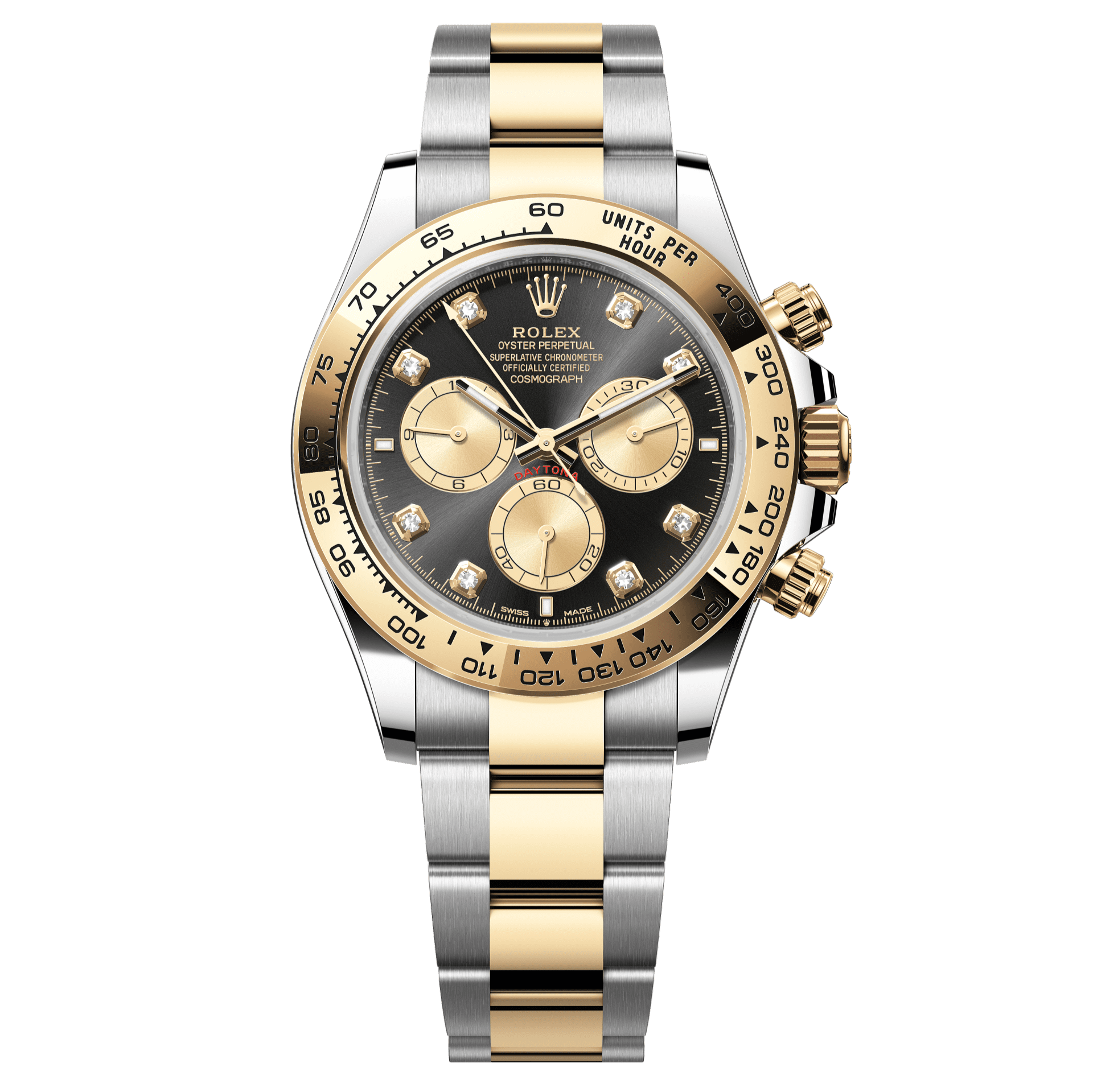 Rolex Oyster 40 mm Bright Black And Golden Set With Diamonds Dial Yellow Rolesor - combination of Oystersteel and yellow gold Oysterflex 126503-0002 - WATCHXNYC