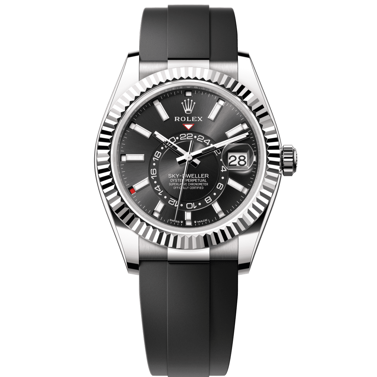 Rolex Sky-Dweller 42 mm Bright Black Dial 18 Kt White Gold Oysterflex Bracelet 336239-0002 - WATCHXNYC