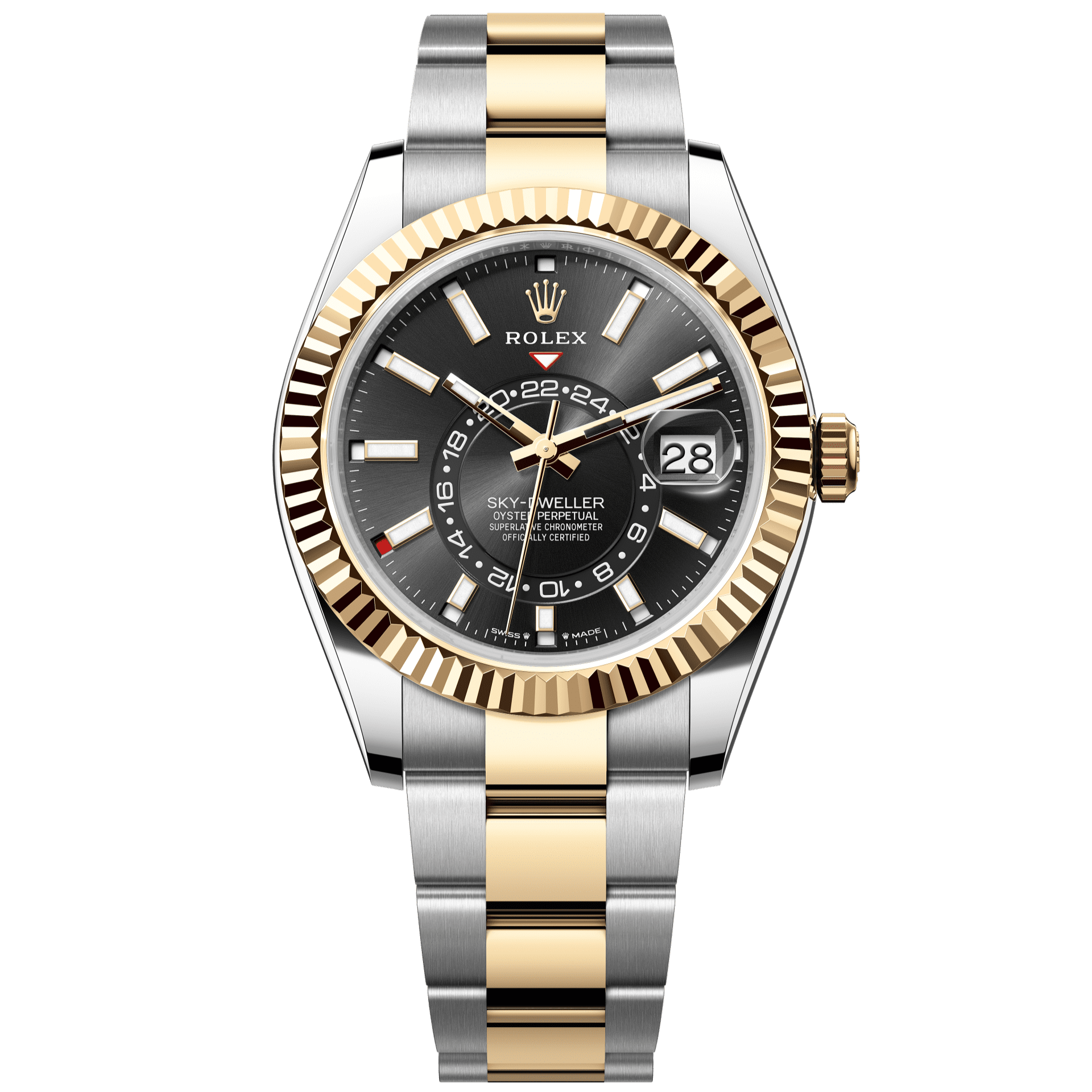 Rolex Sky-Dweller 42 mm Bright Black Dial Oystersteel and Yellow Gold Oyster Bracelet 336933-0003 - WATCHXNYC