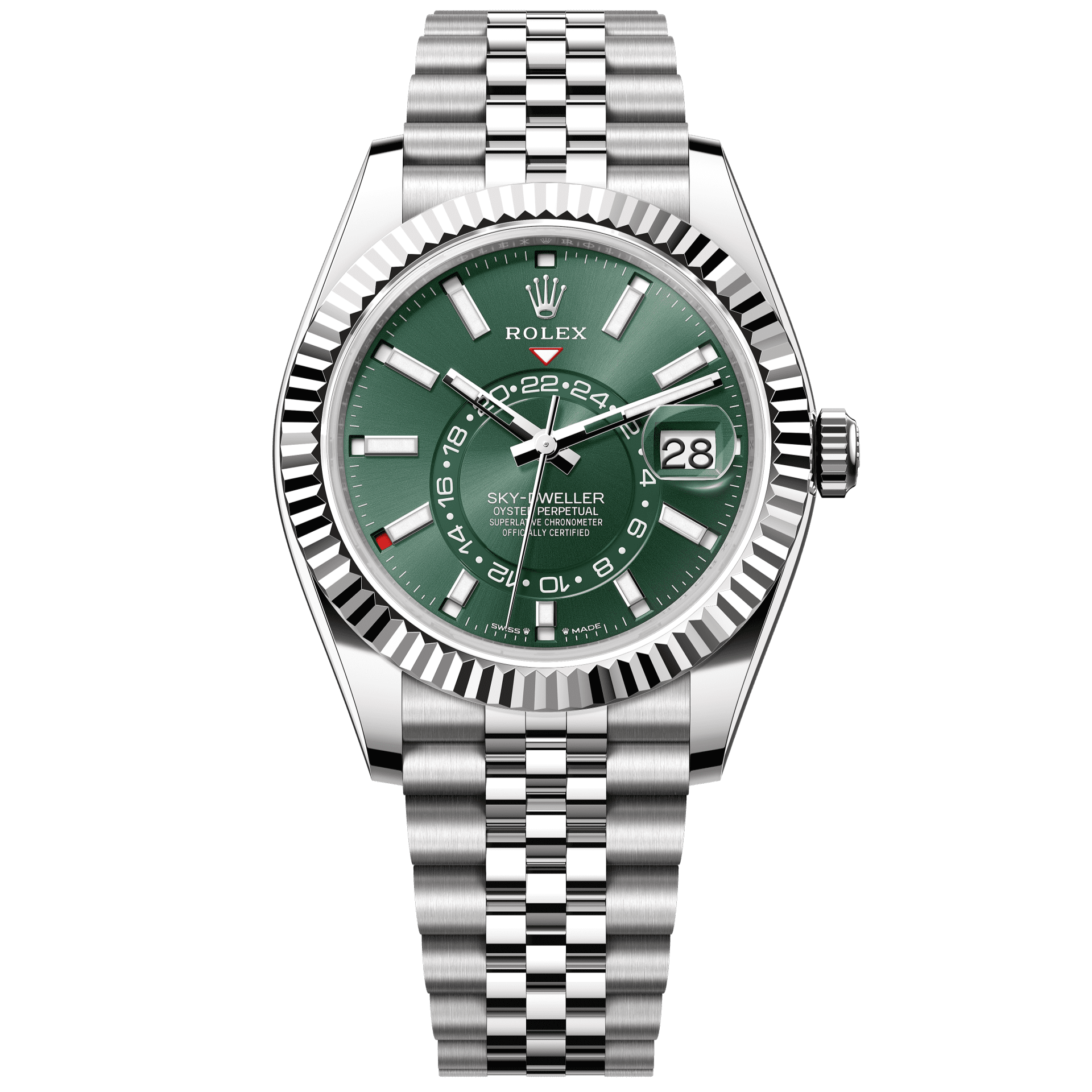 Rolex Sky-Dweller 42 mm Mint Green Dial Oystersteel Jubilee Bracelet 336934-0002 - WATCHXNYC