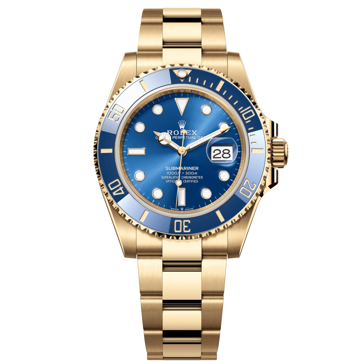 Rolex Submariner Date 41 mm Royal Blue Dial 18 Kt Yellow Gold Oyster Bracelet 126618lb-0002 - WATCHXNYC
