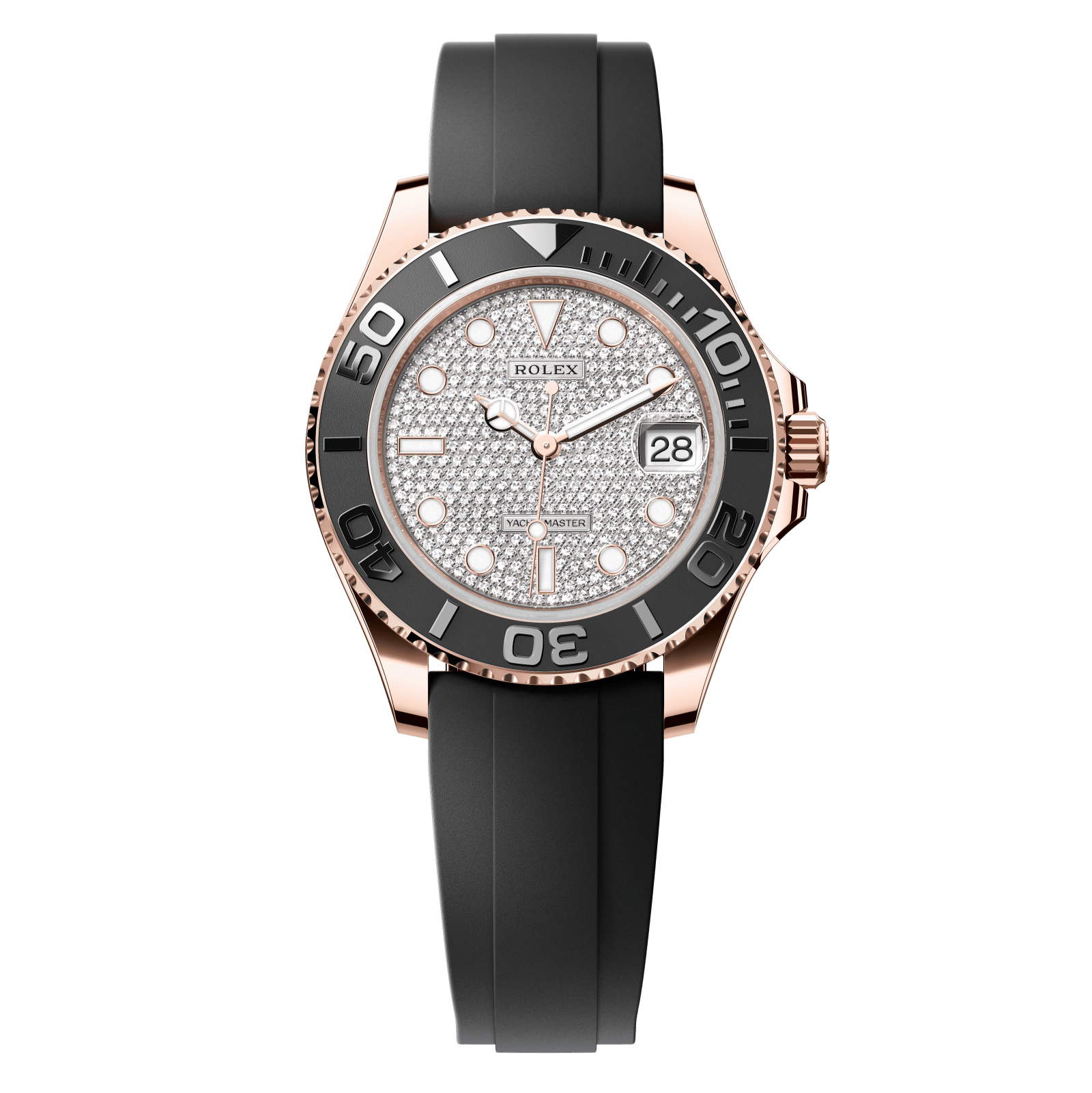 Rolex Yacht-Master 37 37 mm Diamond-paved Dial  18 kt Everose gold Oysterflex bracelet 268655-0019 - WATCHXNYC