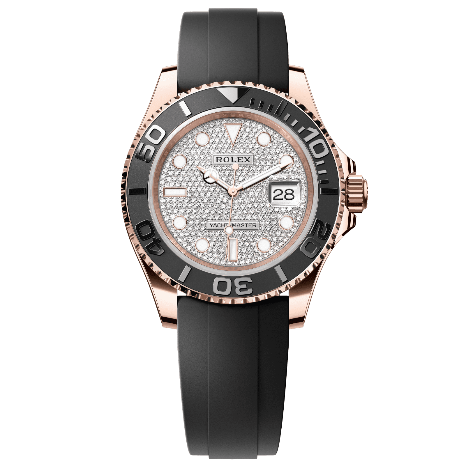 Rolex Yacht-Master 40 40 mm Diamond-paved Dial 18 kt Everose gold  Oysterflex bracelet 126655-0005 - WATCHXNYC