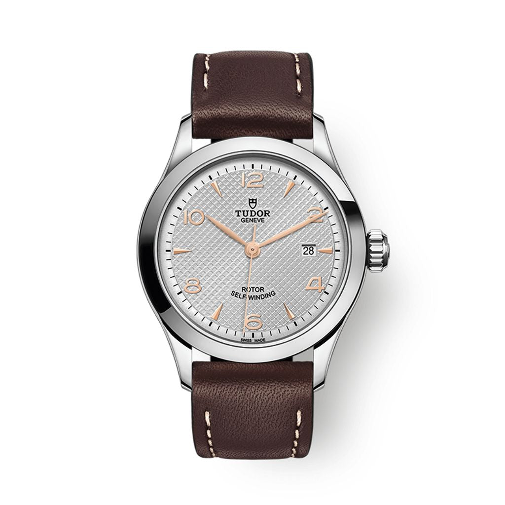 Tudor 1926 28 mm Silver Dial Stainless Steel Leather Strap M91350-0006 - WATCHXNYC