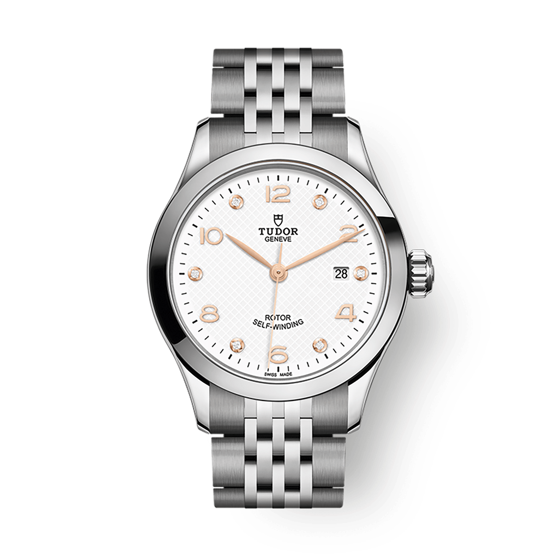 Tudor 1926 28 mm White Dial with Diamonds Stainless Steel Bracelet M91350-0013 - WATCHXNYC