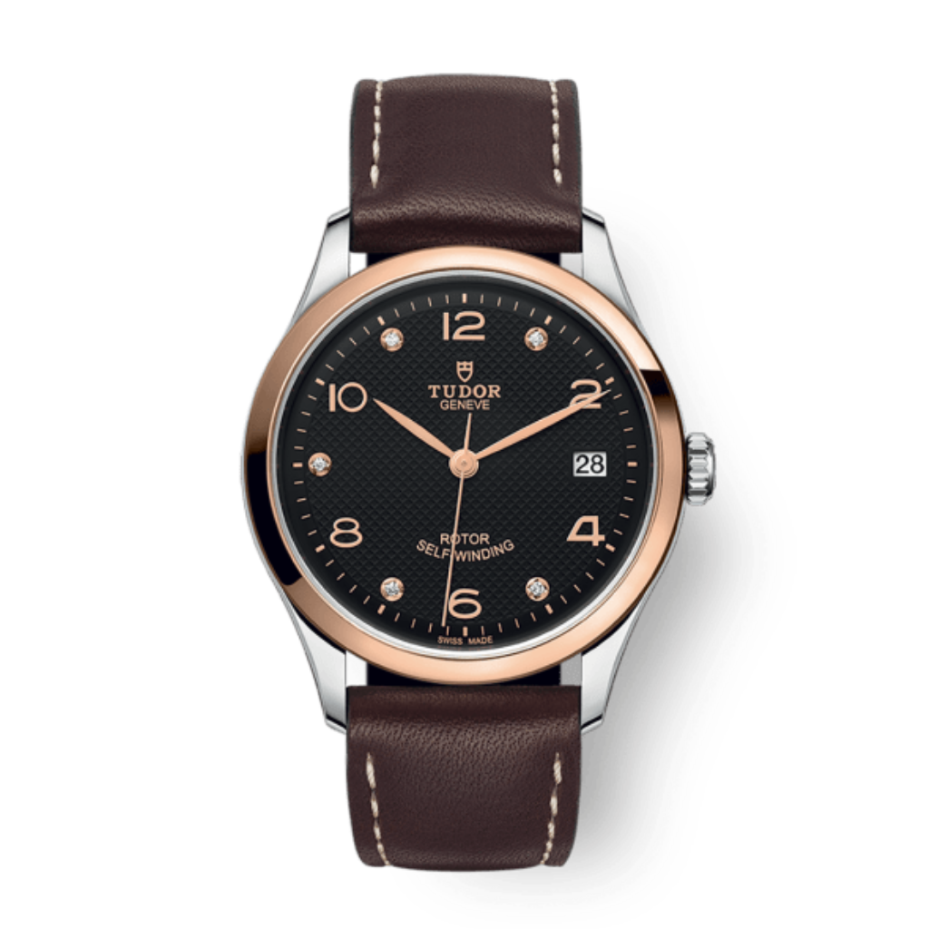 Tudor 1926 36 mm Black Dial with Diamonds Stainless Steel Leather Strap M91451-0008 - WATCHXNYC
