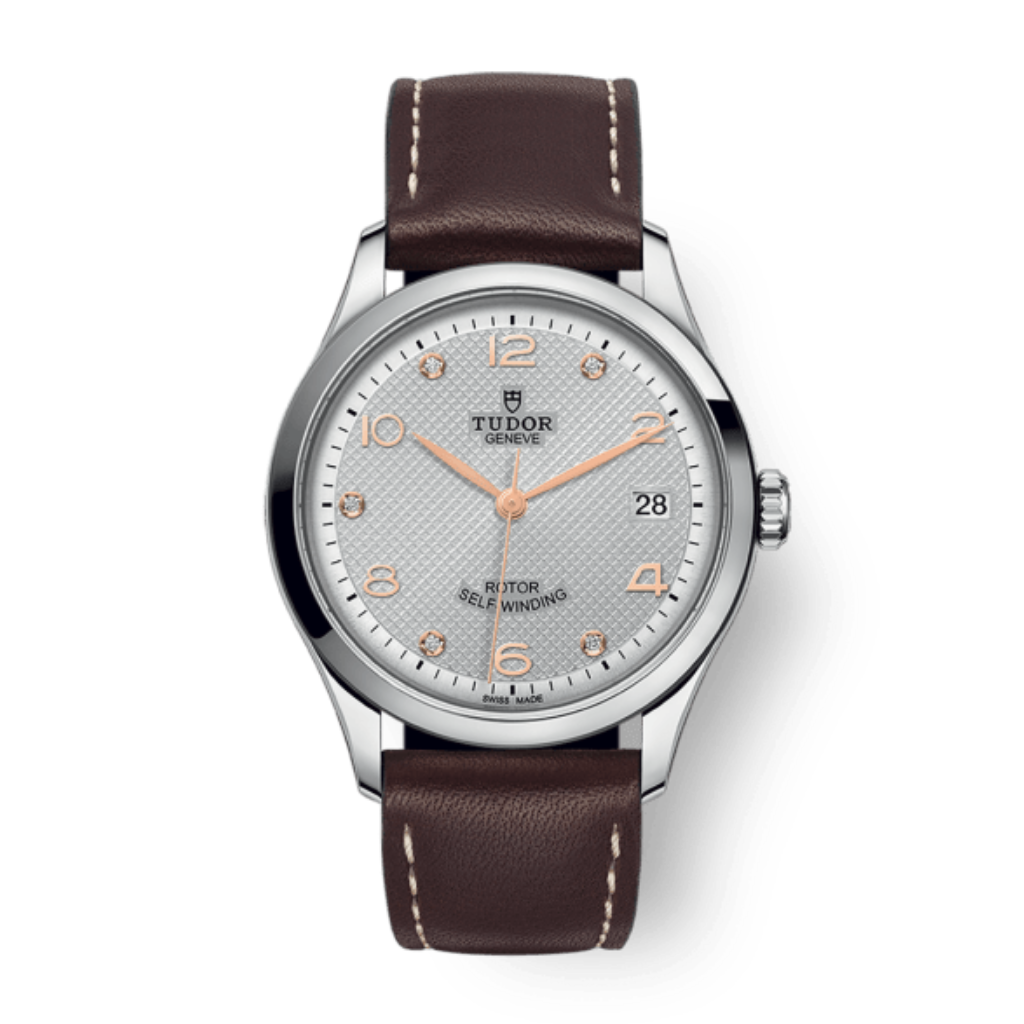 Tudor 1926 36 mm Silver Dial with Diamonds Stainless Steel Leather Strap M91450-0007 - WATCHXNYC