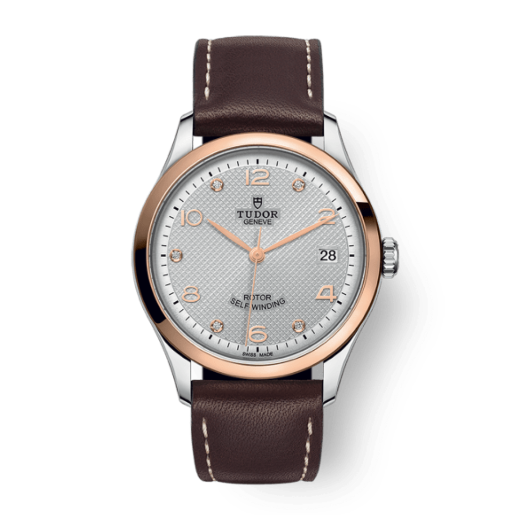 Tudor 1926 36 mm Silver Dial with Diamonds Stainless Steel Leather Strap M91451-0006 - WATCHXNYC