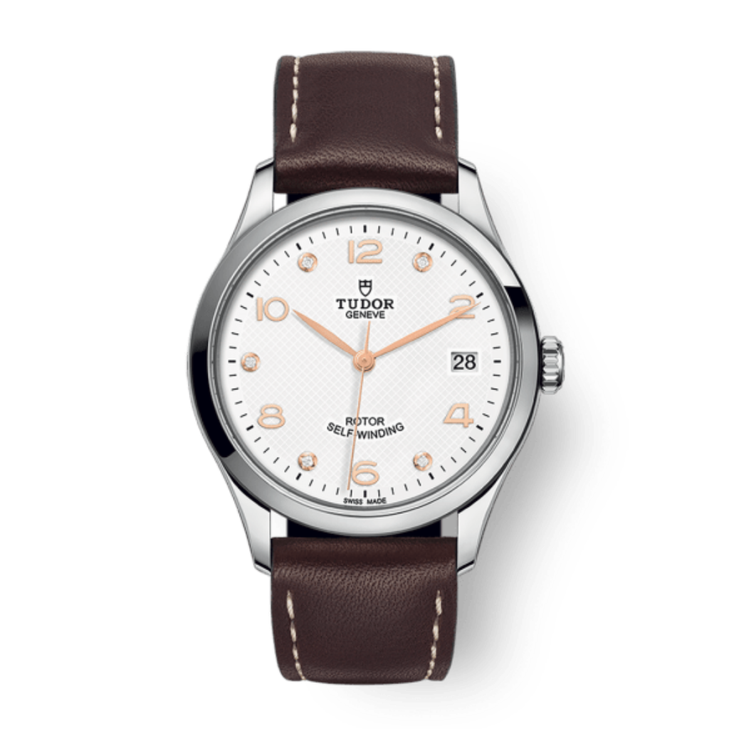 Tudor 1926 36 mm White Dial with Diamonds Stainless Steel Leather Strap M91450-0014 - WATCHXNYC