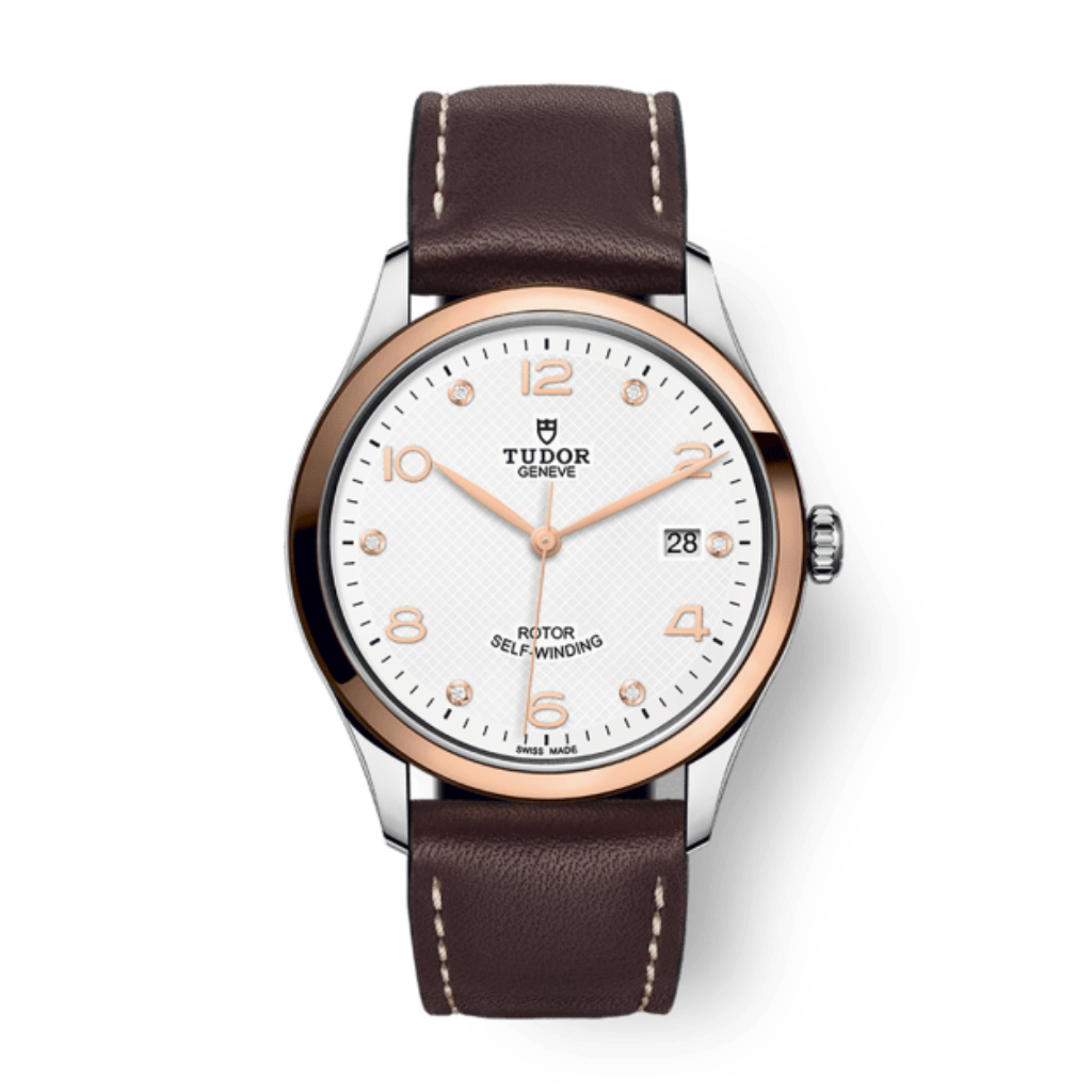 Tudor 1926 39 mm White Dial with Diamonds Stainless Steel Leather Strap M91551-0012 - WATCHXNYC