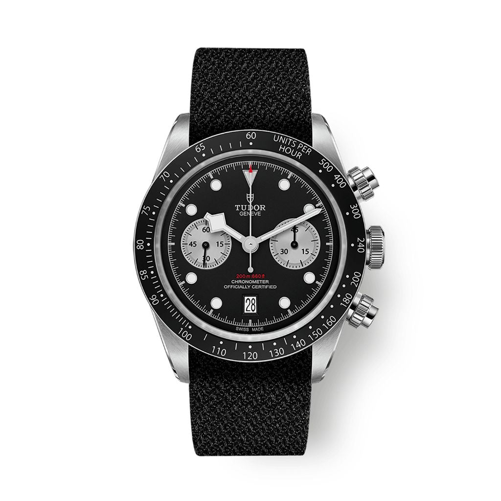 Tudor Black Bay Chrono 41 mm Black Dial Stainless Steel Fabric Strap M79360N-0007 - WATCHXNYC