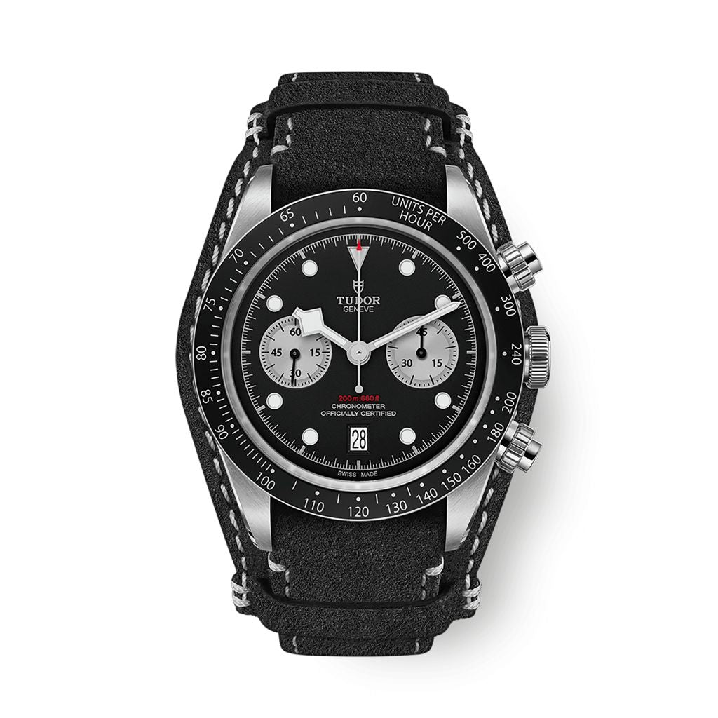 Tudor Black Bay Chrono 41 mm Black Dial Stainless Steel Leather Strap M79360N-0005 - WATCHXNYC