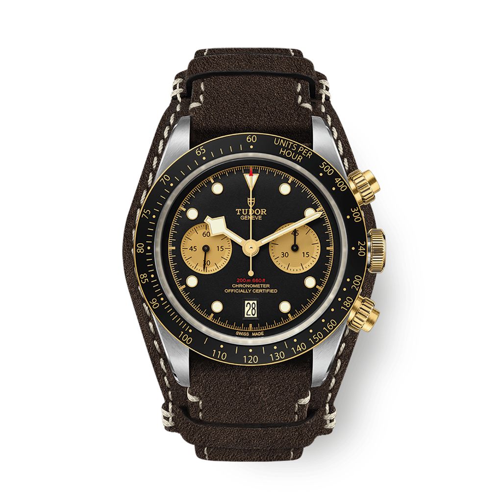 Tudor Black Bay Chrono S&G 41 mm Black Dial Stainless Steel Leather Strap M79363N-0002 - WATCHXNYC