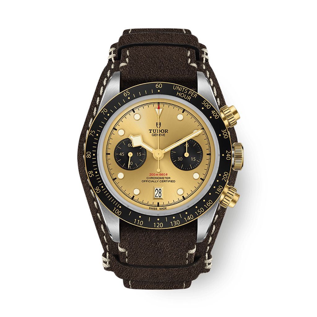 Tudor Black Bay Chrono S&G 41 mm Champagne Dial Stainless Steel Leather Strap M79363N-0008 - WATCHXNYC