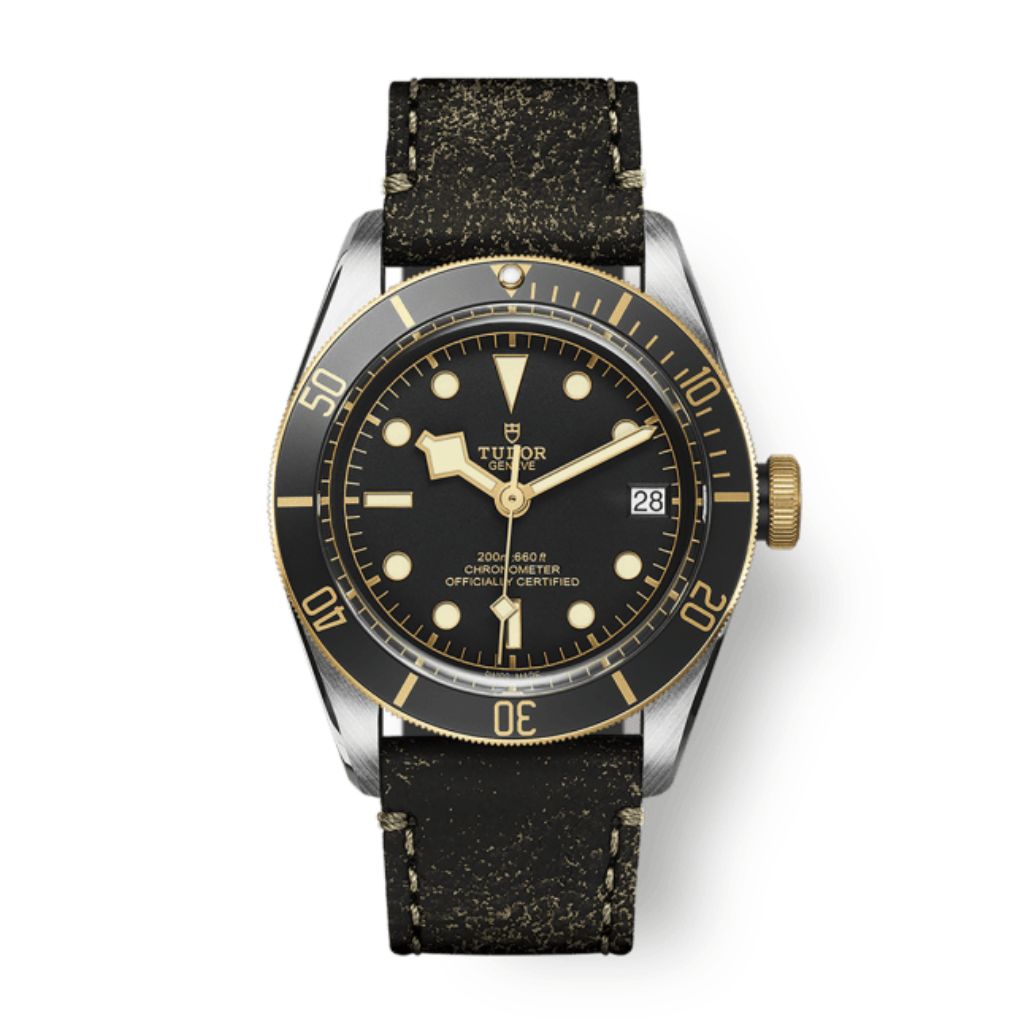 Tudor Black Bay S&G 41 mm Black Dial Stainless Steel Leather Strap M79733N-0007 - WATCHXNYC