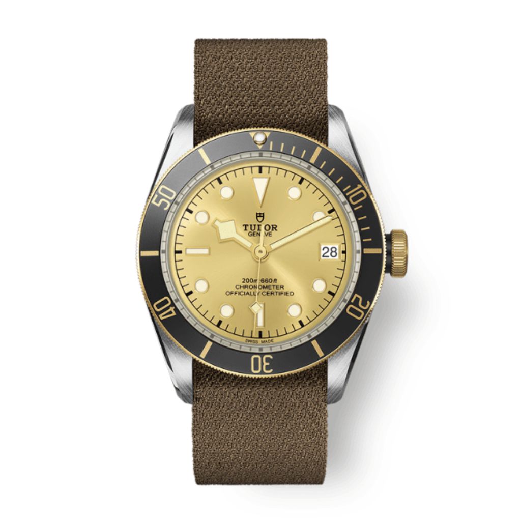 Tudor Black Bay S&G 41 mm Golden Dial Stainless Steel Fabric Strap M79733N-0006 - WATCHXNYC