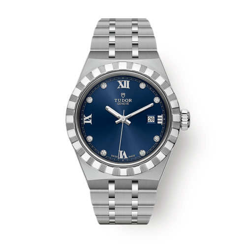 Tudor Royal 28 mm Blue Dial with Diamonds Stainless Steel Bracelet M28300-0007 - WATCHXNYC