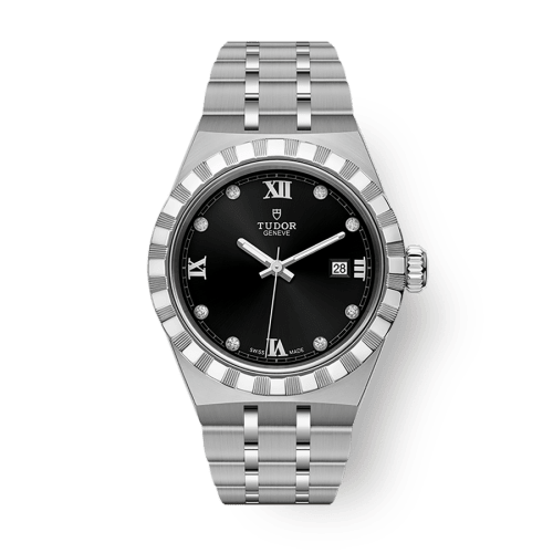 Tudor Tudor Royal 28 mm Black Dial with Diamonds Stainless Steel Bracelet M28300-0004 - WATCHXNYC