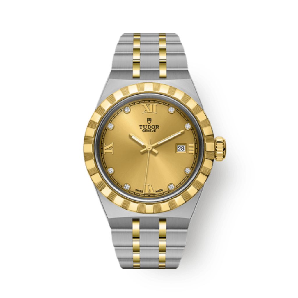 Tudor Tudor Royal 28 mm Golden Dial with Diamonds Stainless Steel Bracelet M28303-0006 - WATCHXNYC