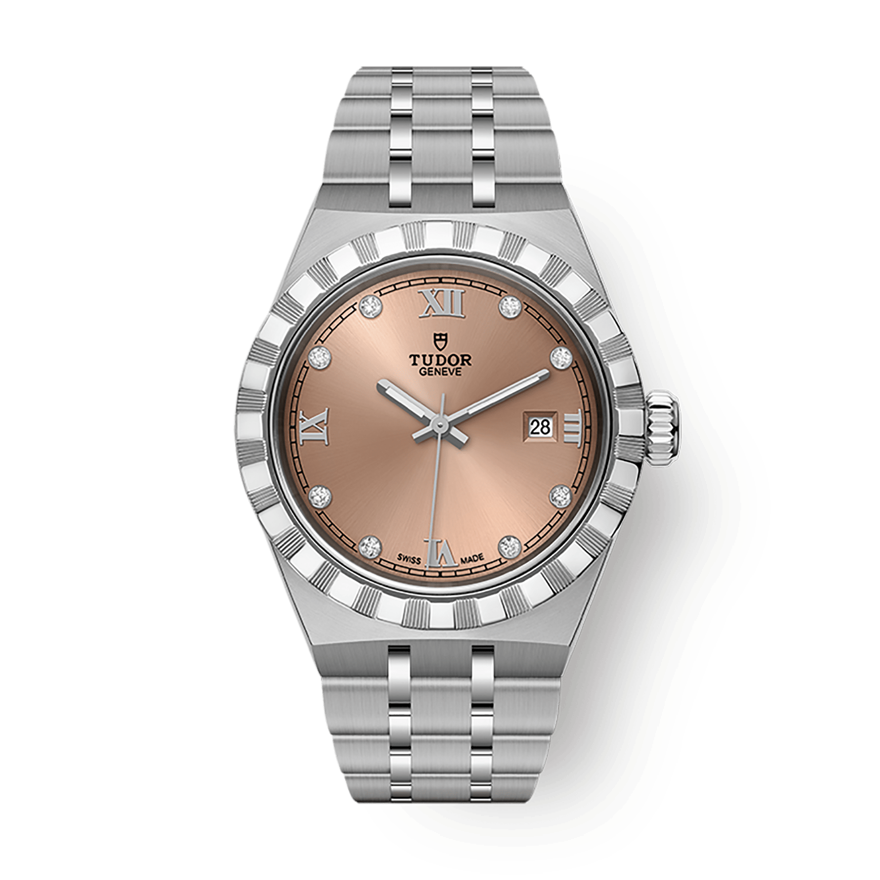 Tudor Tudor Royal 28 mm Pink Dial with Diamonds Stainless Steel Bracelet M28300-0010 - WATCHXNYC