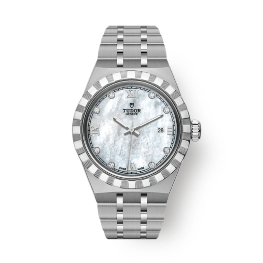 Tudor Tudor Royal 28 mm White Mother-Of-Pearl Dial with Diamonds Stainless Steel Bracelet M28300-0005 - WATCHXNYC