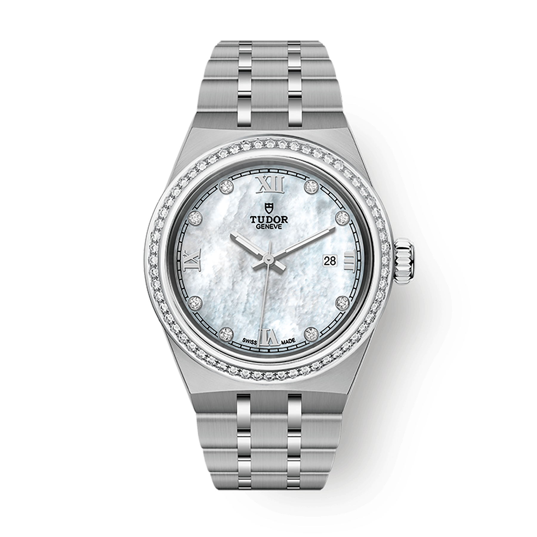 Tudor Tudor Royal 28 mm White Mother-Of-Pearl Dial with Diamonds Stainless Steel Bracelet M28320-0001 - WATCHXNYC