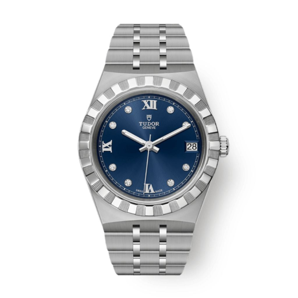 Tudor Tudor Royal 34 mm Blue Dial with Diamonds Stainless Steel Bracelet M28400-0007 - WATCHXNYC
