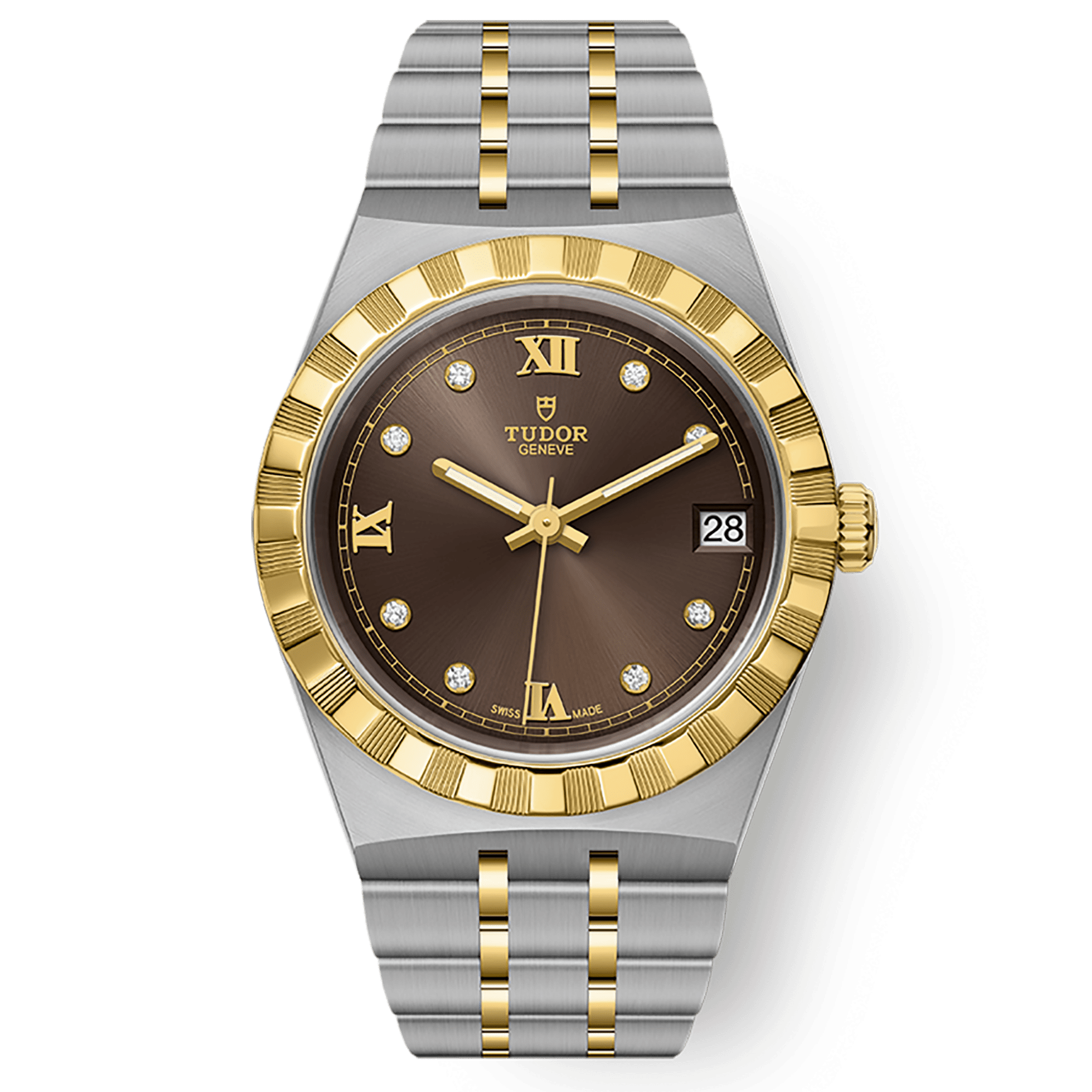 Tudor Tudor Royal 34 mm Chocolate Brown Dial with Diamonds Stainless Steel Bracelet M28403-0009 - WATCHXNYC