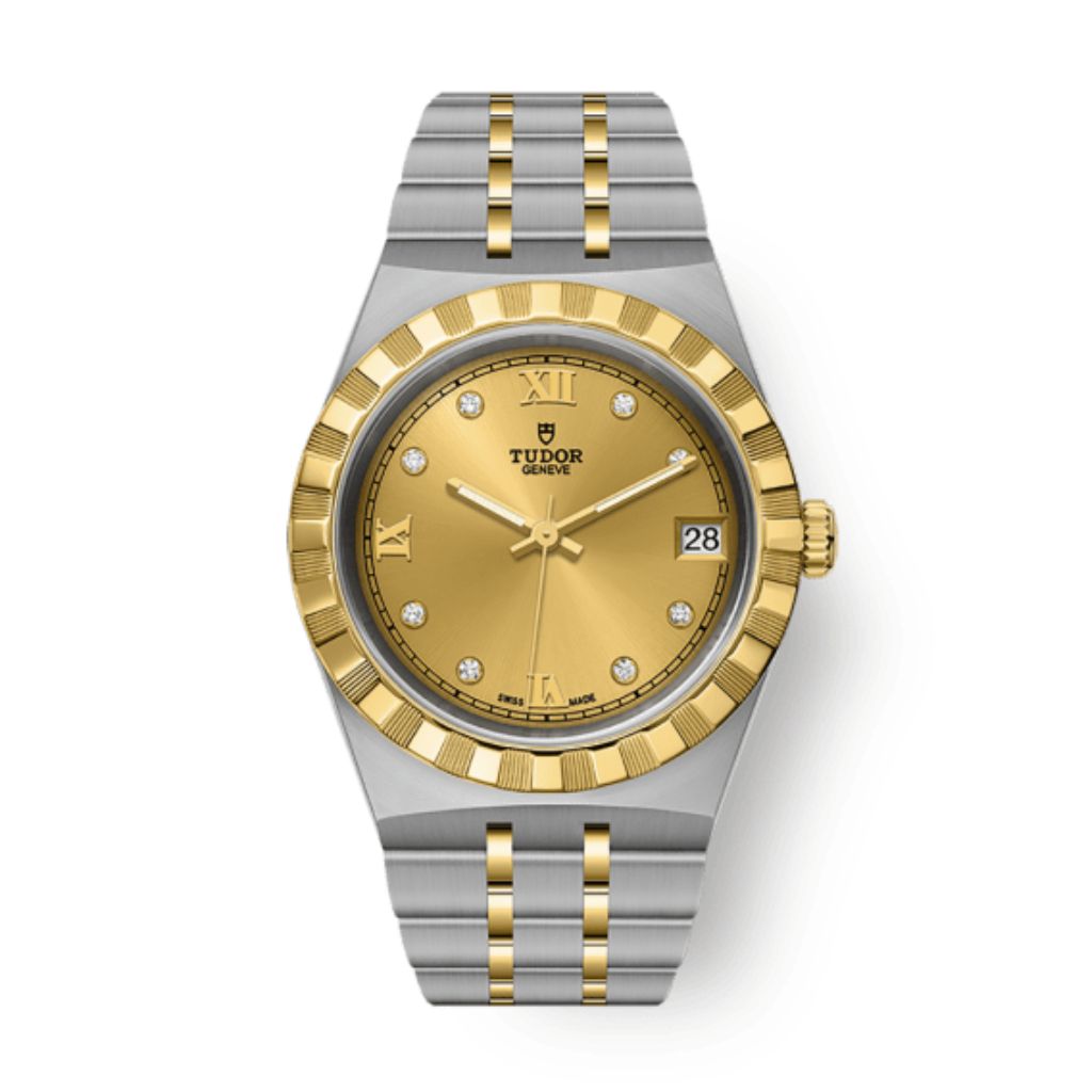 Tudor Tudor Royal 34 mm Golden Dial with Diamonds Stainless Steel Bracelet M28403-0006 - WATCHXNYC