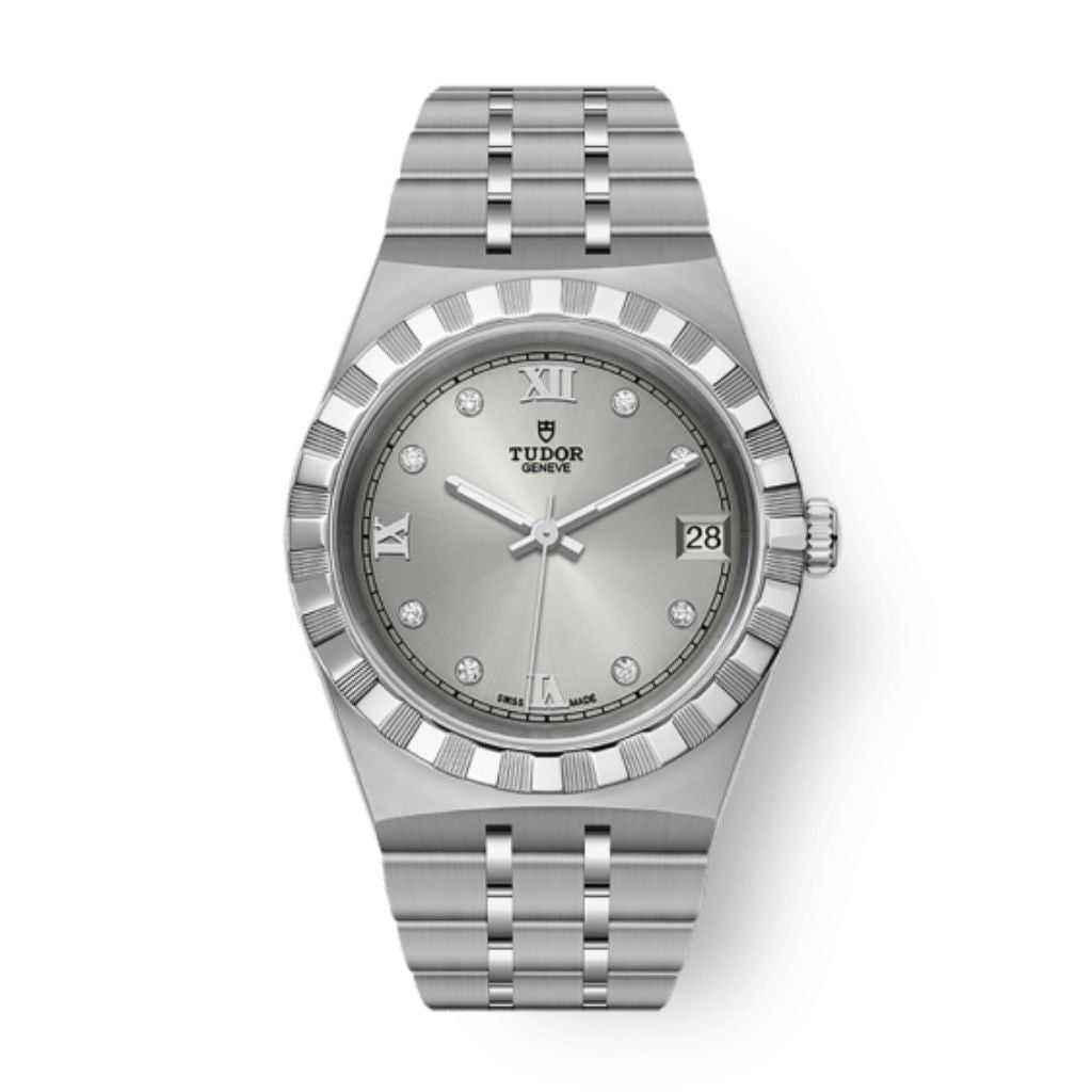 Tudor Tudor Royal 34 mm Silver Dial with Diamonds Stainless Steel Bracelet M28400-0002 - WATCHXNYC