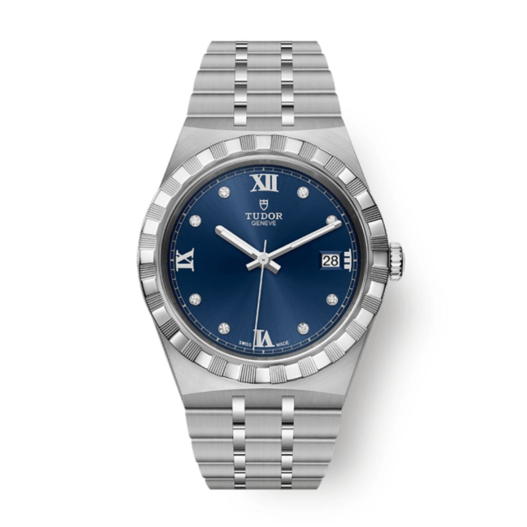 Tudor Tudor Royal 38 mm Blue Dial with Diamonds Stainless Steel Bracelet M28500-0006 - WATCHXNYC