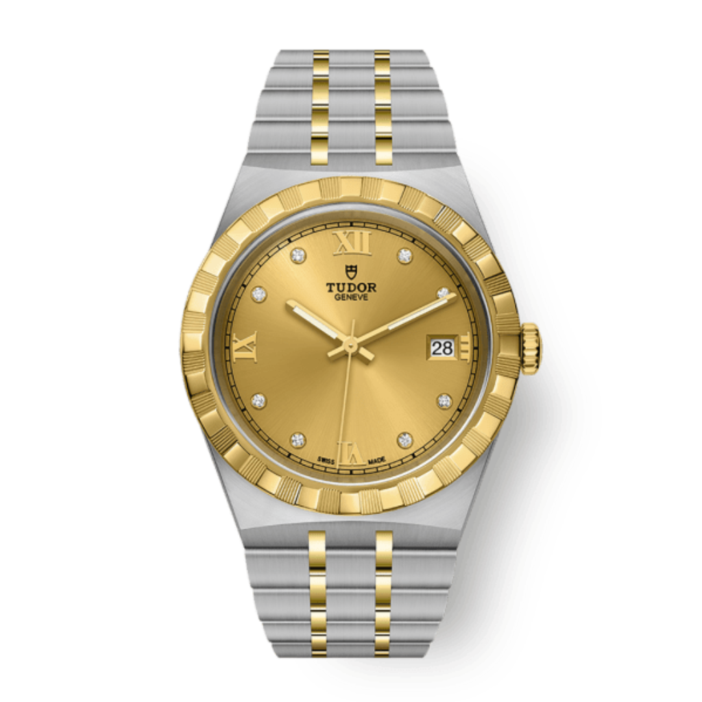 Tudor Tudor Royal 38 mm Golden Dial with Diamonds Stainless Steel Bracelet M28503-0005 - WATCHXNYC