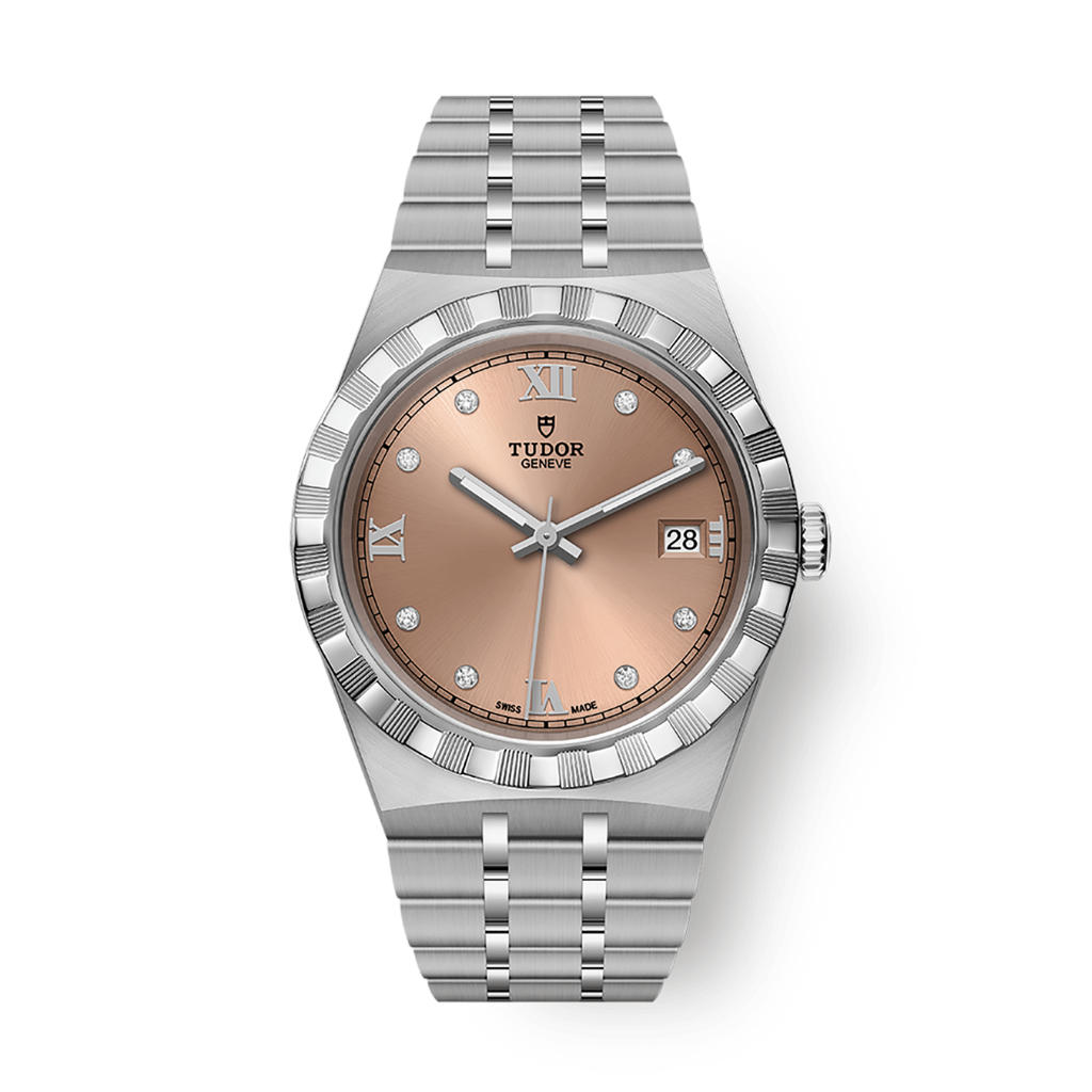 Tudor Tudor Royal 38 mm Pink Dial with Diamonds Stainless Steel Bracelet M28500-0009 - WATCHXNYC