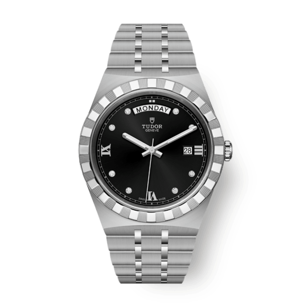 Tudor TUDOR Royal 41 mm Black Dial with Diamonds Stainless Steel Bracelet M28600-0004 - WATCHXNYC