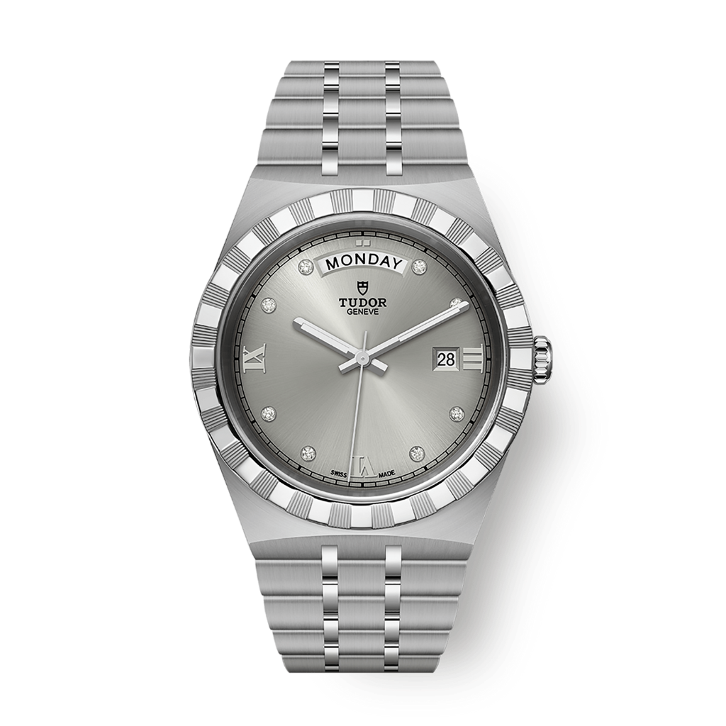 Tudor TUDOR Royal 41 mm Silver Dial with Diamonds Stainless Steel Bracelet M28600-0002 - WATCHXNYC