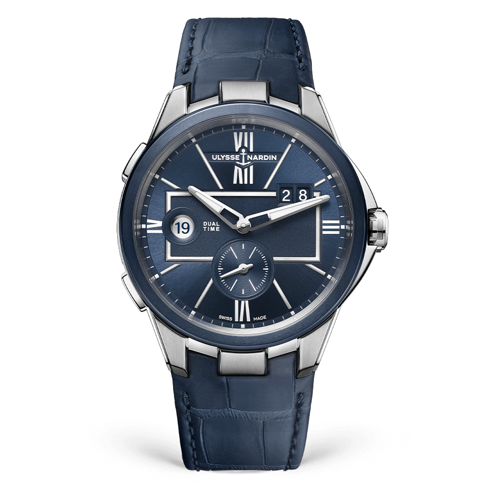 Ulysse Nardin Blast Dual Time 42 mm Blue Dial Stainless Steel Leather Strap 243-20/43 - WATCHXNYC