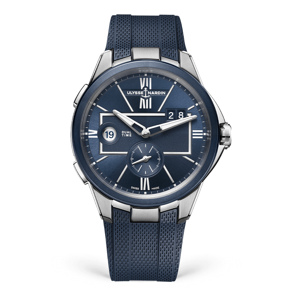 Ulysse Nardin Blast Dual Time 42 mm Blue Dial Stainless Steel Rubber Strap 243-20-3/43 - WATCHXNYC