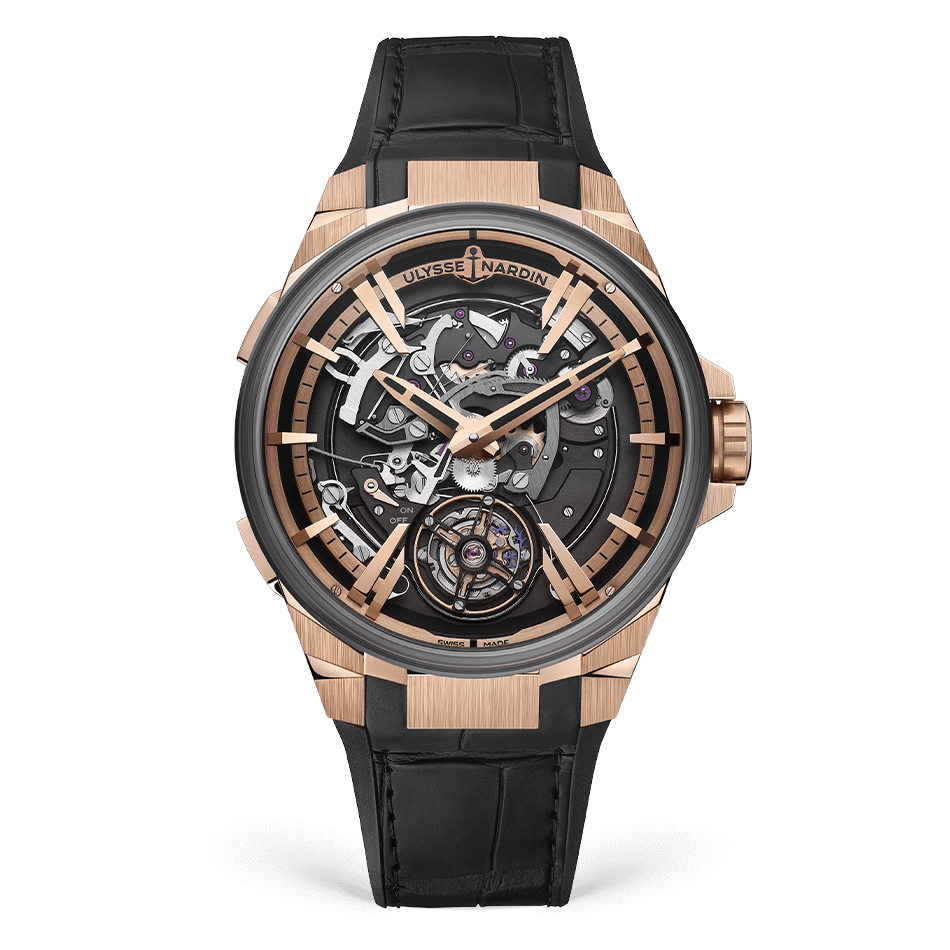 Ulysse Nardin Blast Hourstriker 45 mm Black Dial 18k Rose Gold & Titanium Leather Strap 6215-400/02 - WATCHXNYC