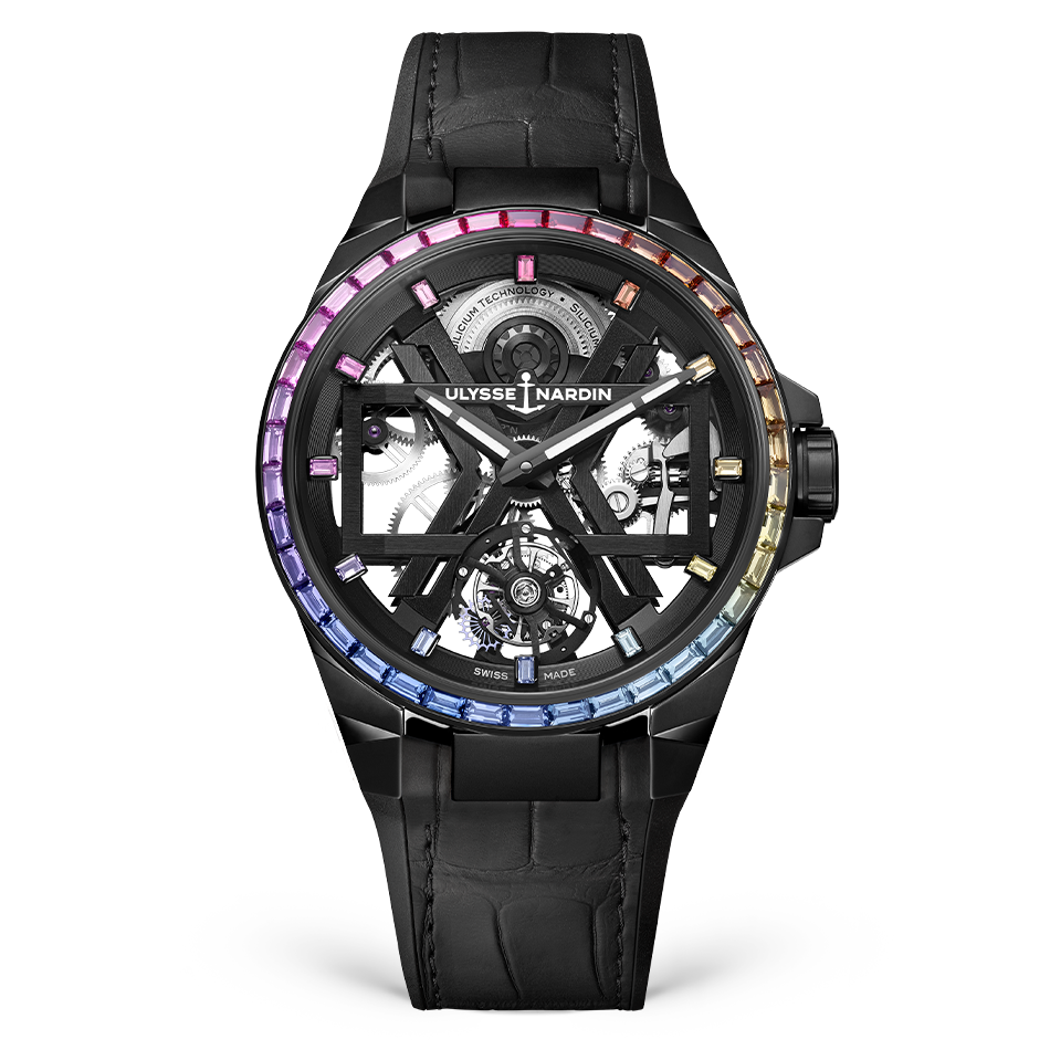 Ulysse Nardin Blast Tourbillon 45 mm Silver Dial with Diamonds Platinum Leather Strap 1723-400B1LE-2B-RAIN/1A - WATCHXNYC